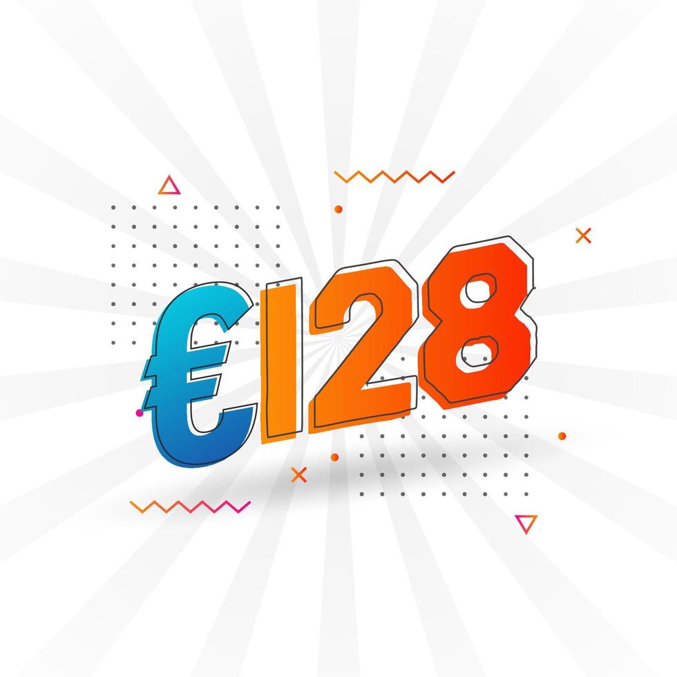 128 Euro Currency vector text symbol. 128 Euro European Union Money stock vector