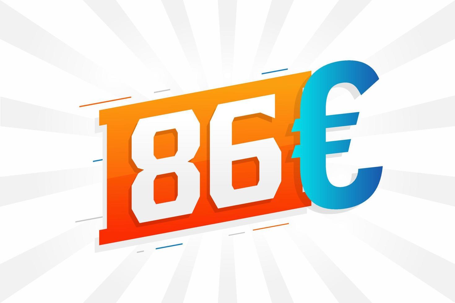 86 Euro Currency vector text symbol. 86 Euro European Union Money stock vector