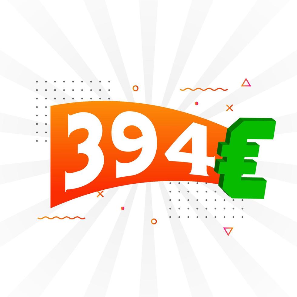 Símbolo de texto vectorial de moneda de 394 euros. 394 euro vector de stock de dinero de la unión europea