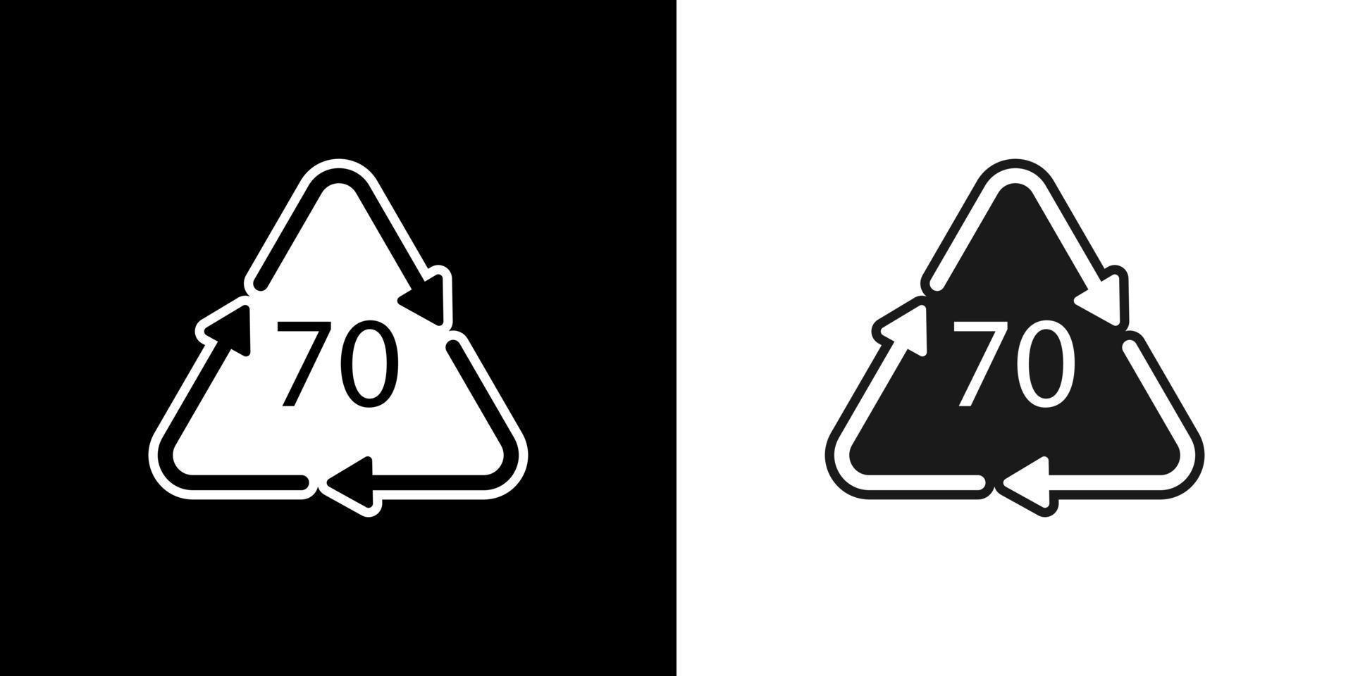 Glass recycling code 70 GL. Vector illustration
