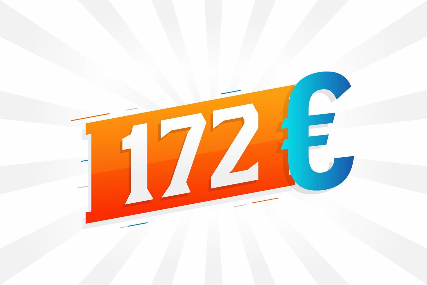 Símbolo de texto vectorial de moneda de 172 euros. 172 euro vector de stock de dinero de la unión europea
