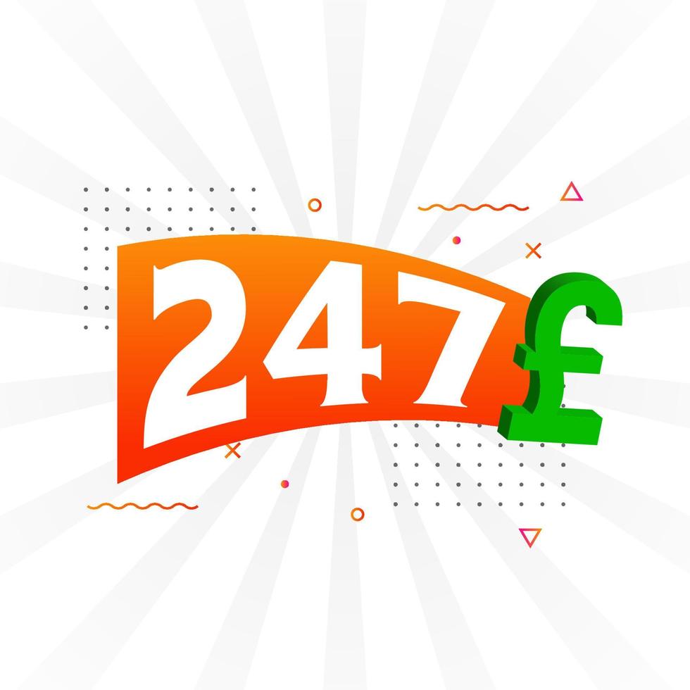 247 Pound Currency vector text symbol. 247 British Pound Money stock vector