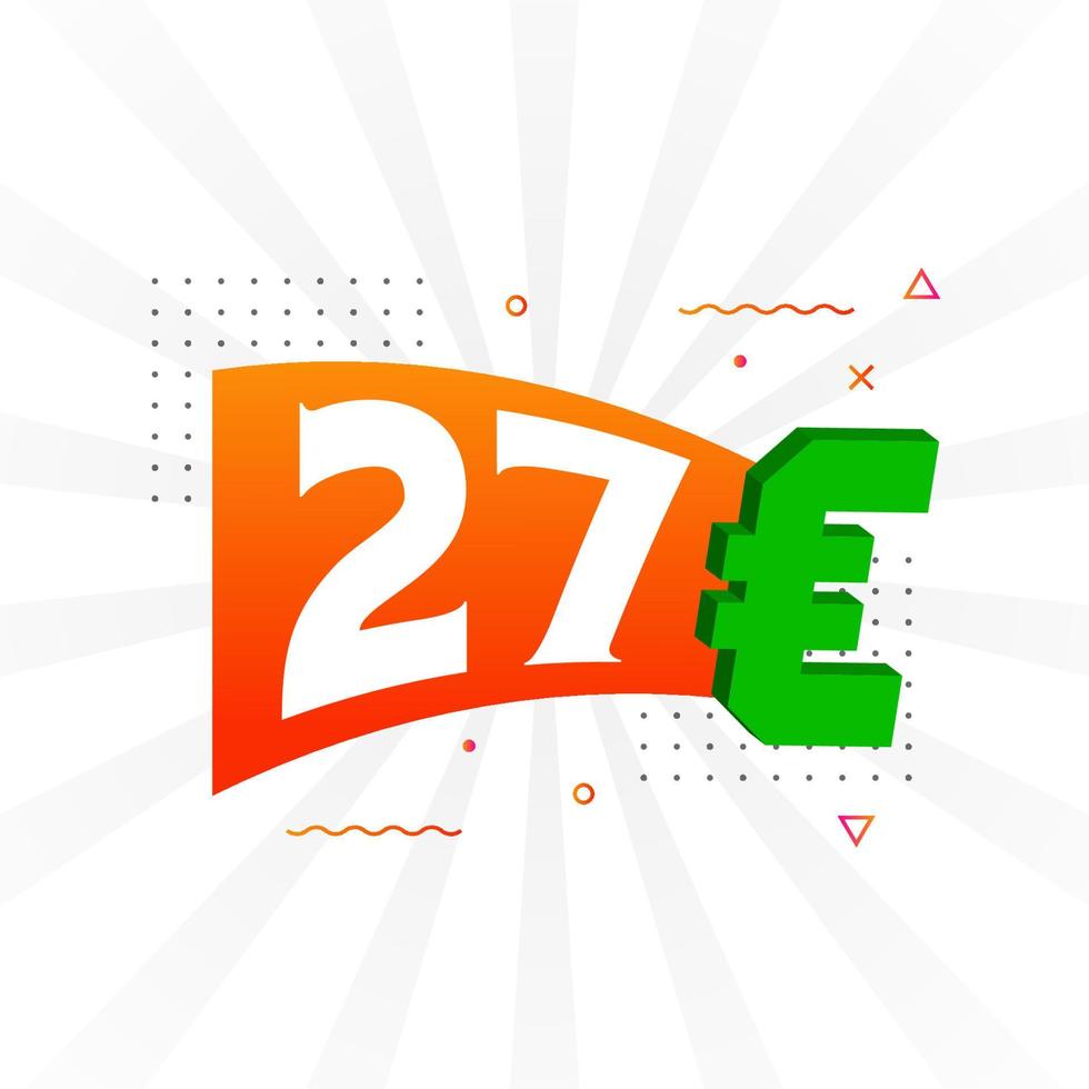 27 Euro Currency vector text symbol. 27 Euro European Union Money stock vector