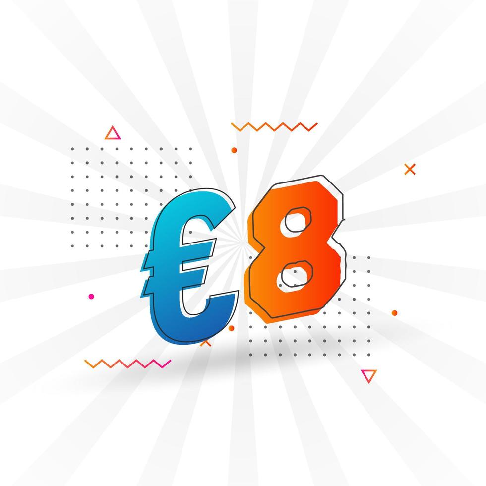 8 Euro Currency vector text symbol. 8 Euro European Union Money stock vector