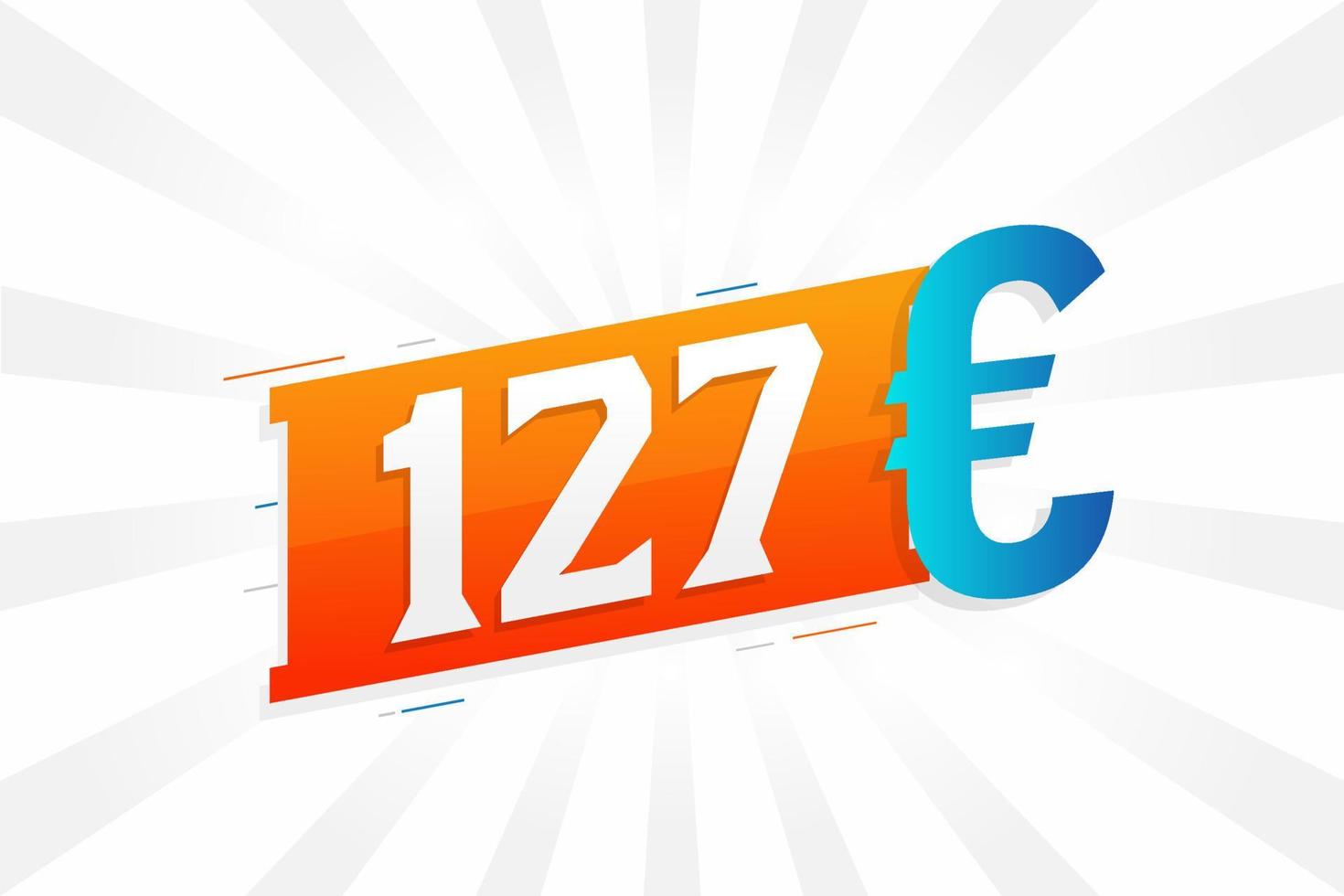 Símbolo de texto vectorial de moneda de 127 euros. 127 euros vector de stock de dinero de la unión europea