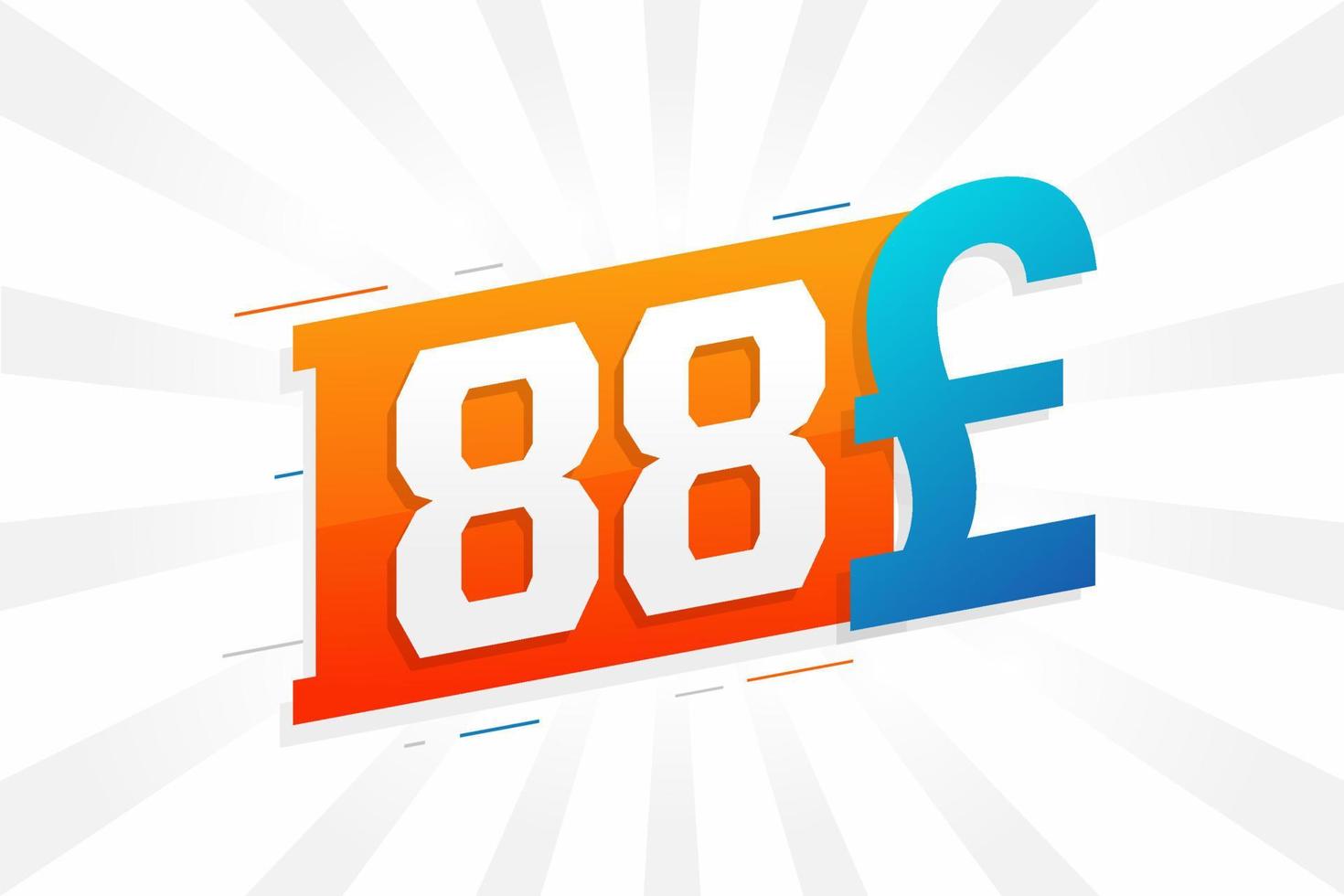 88 Pound Currency vector text symbol. 88 British Pound Money stock vector