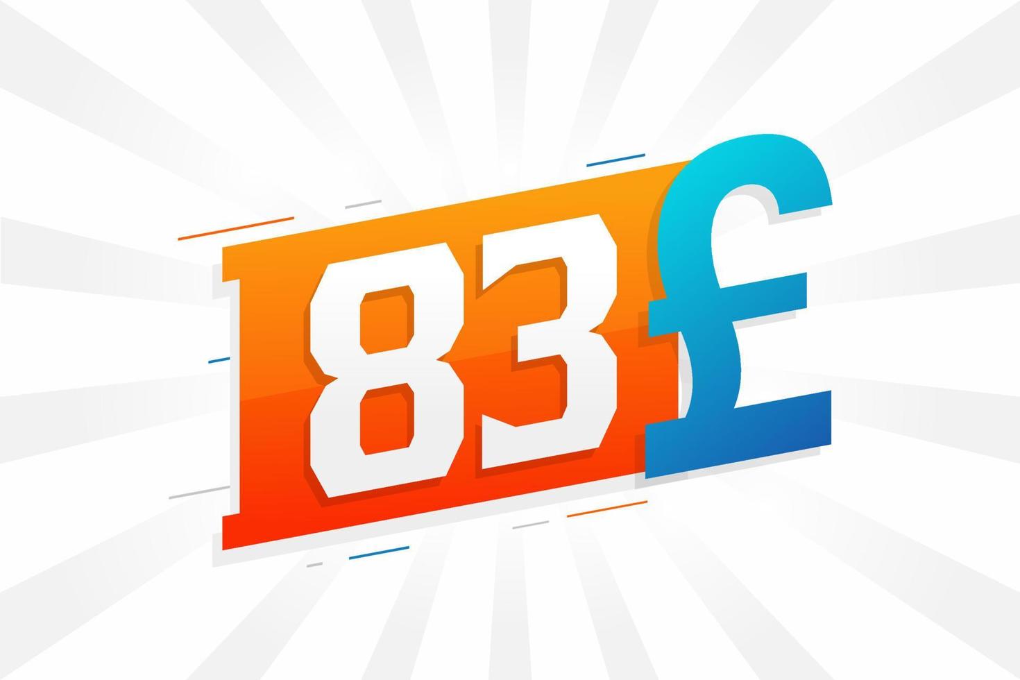 83 Pound Currency vector text symbol. 83 British Pound Money stock vector