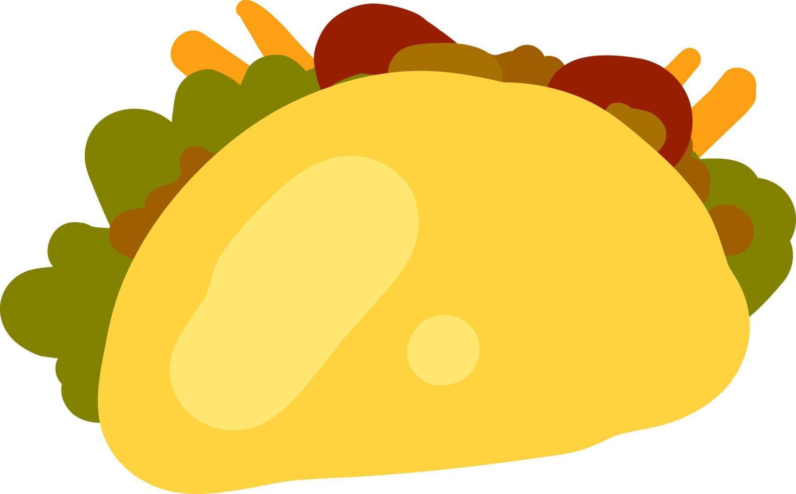 Flat taco, illustration, vector on white background.