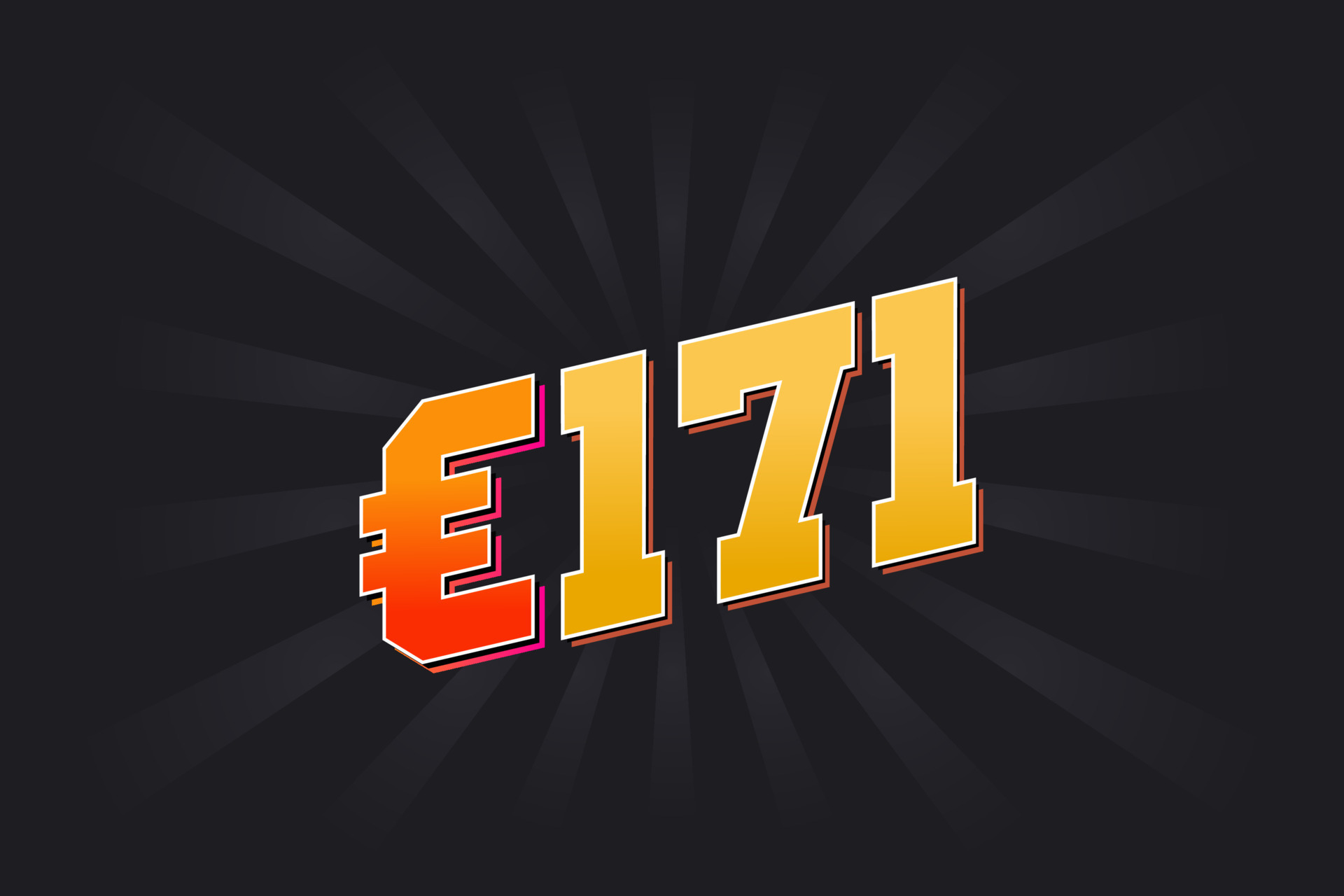 171 Euro Currency vector text symbol. 171 Euro European Union Money ...