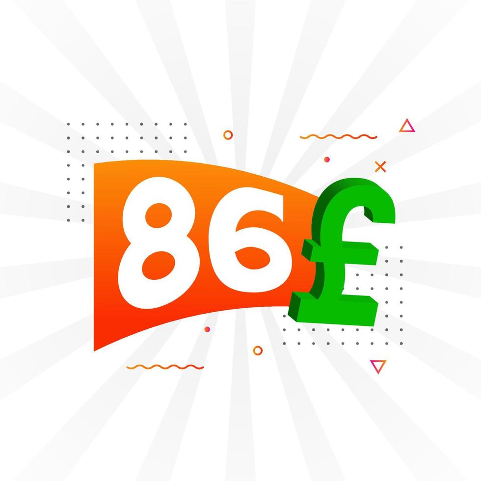86 Pound Currency vector text symbol. 86 British Pound Money stock vector