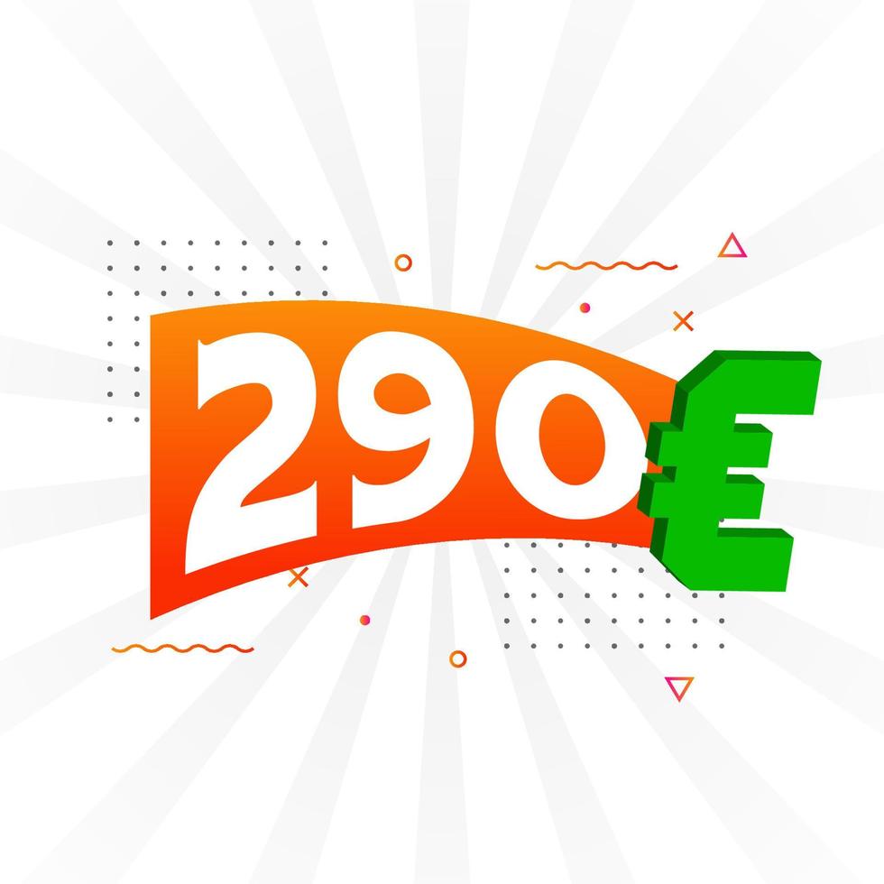 290 Euro Currency vector text symbol. 290 Euro European Union Money stock vector