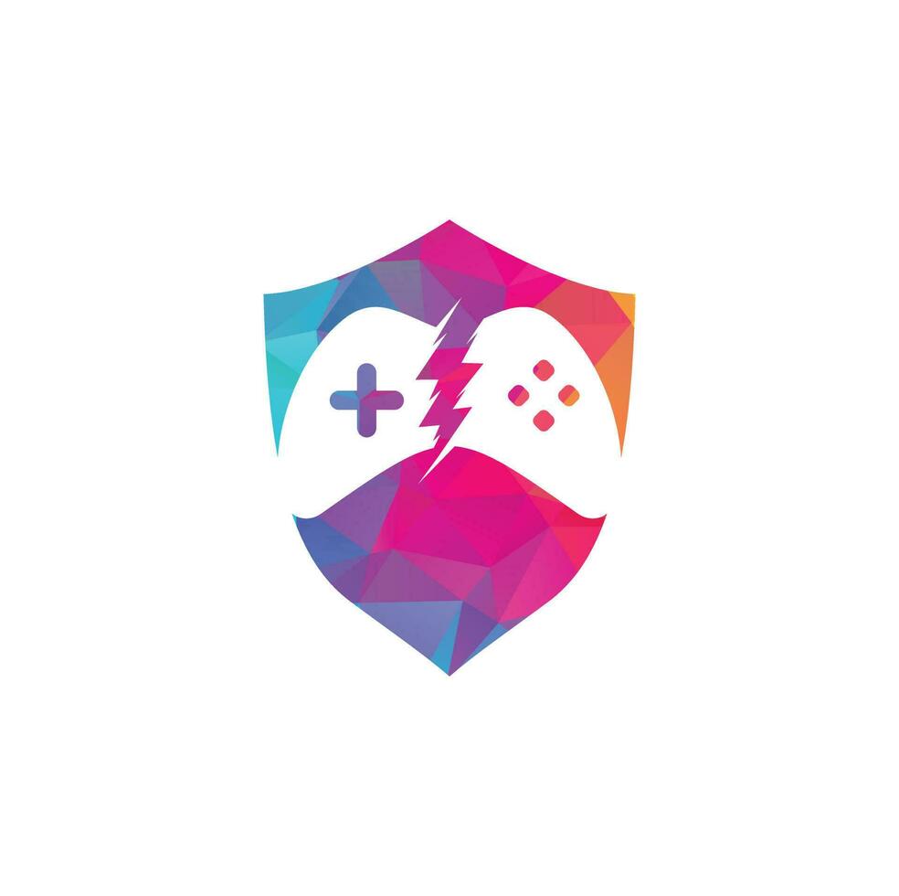 Thunder game logo, Game control with lightning icon logo vector