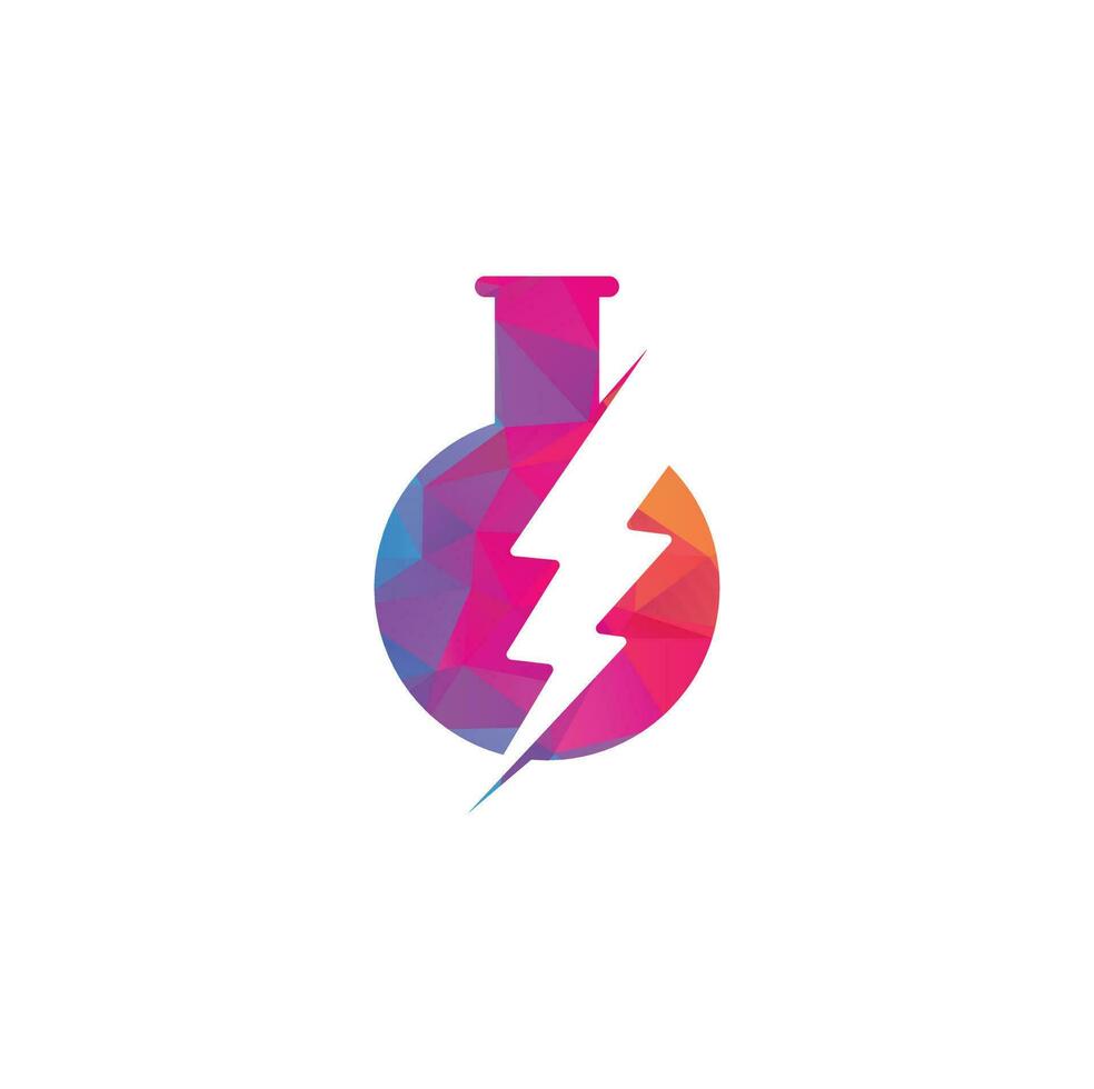 Simple thunder bolt lab logo vector design. Flask and thunderbolt vector logo design