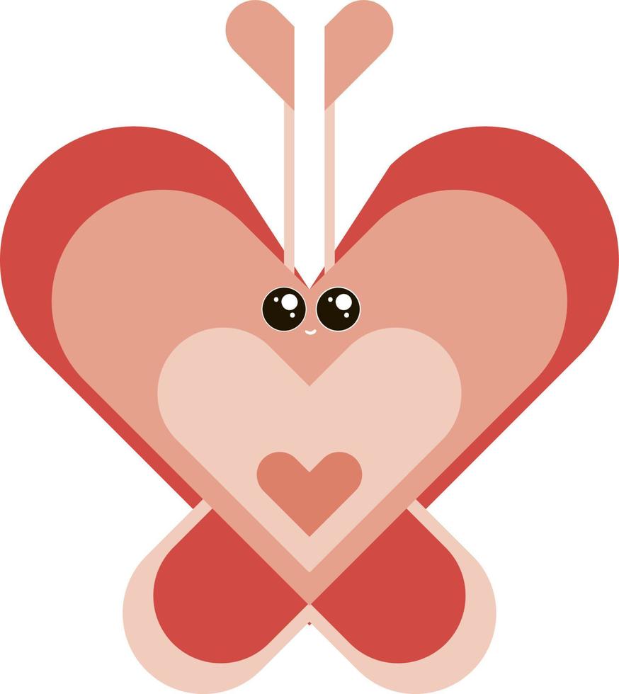 Cute red butterfly, illustration, vector on white background.
