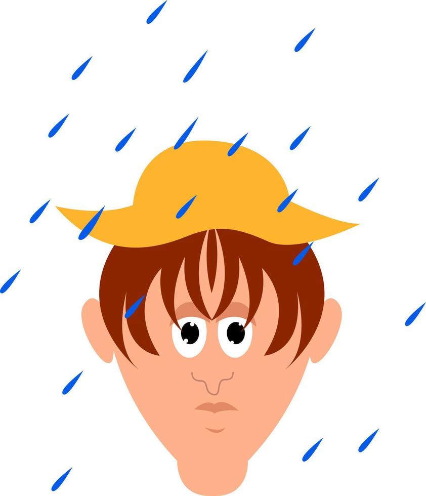 hombre sobre la lluvia, ilustración, vector sobre fondo blanco.