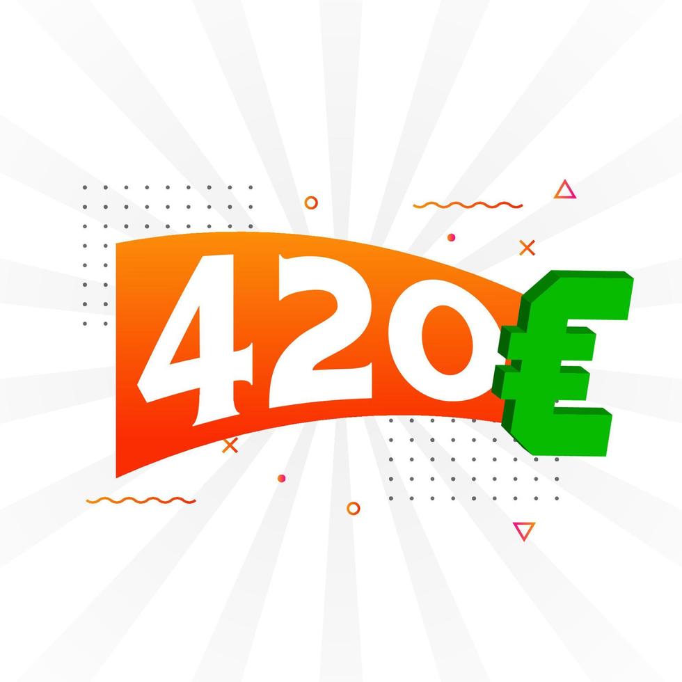 Símbolo de texto vectorial de moneda de 420 euros. 420 euros vector de stock de dinero de la unión europea