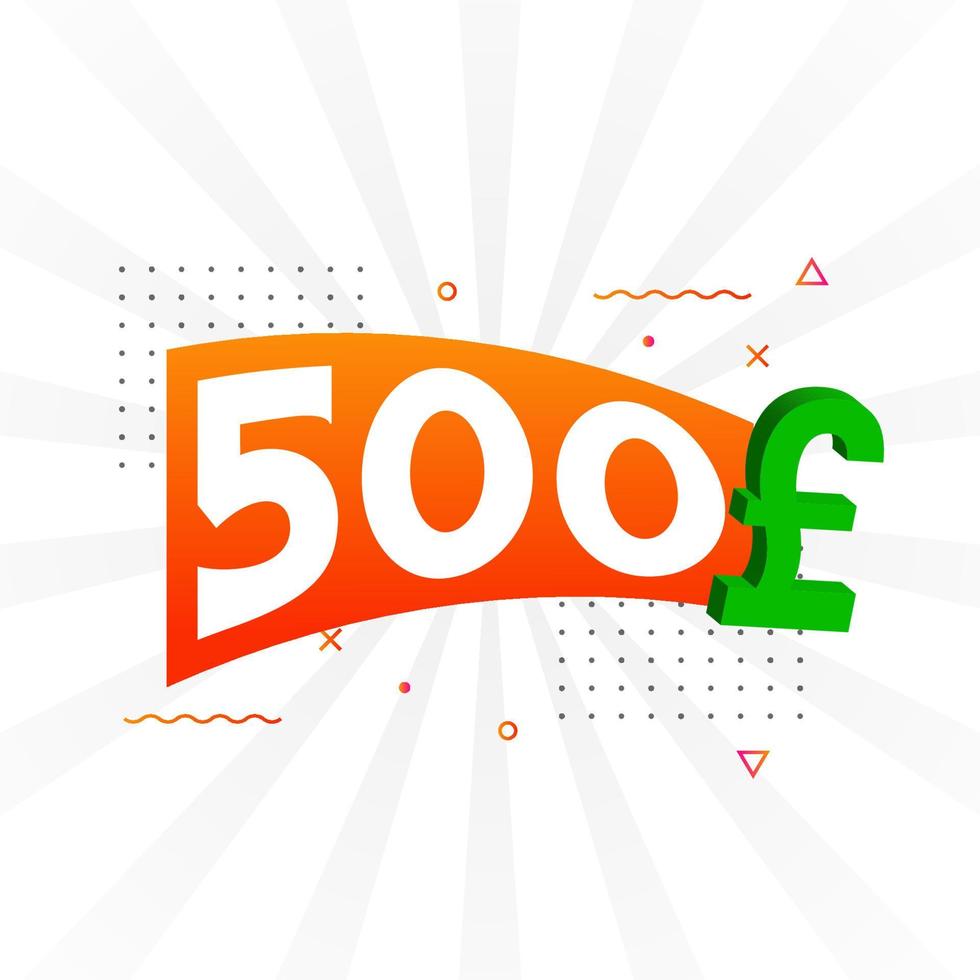 500 Pound Currency vector text symbol. 500 British Pound Money stock vector