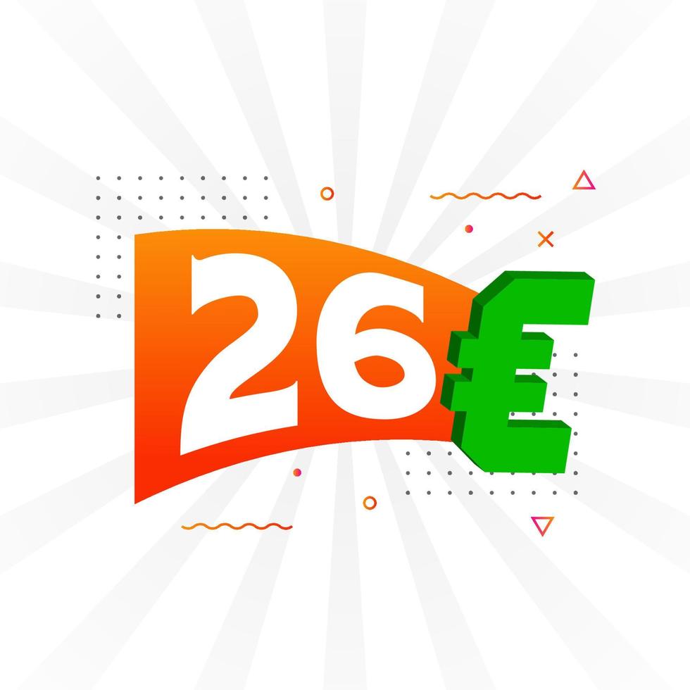 26 Euro Currency vector text symbol. 26 Euro European Union Money stock vector