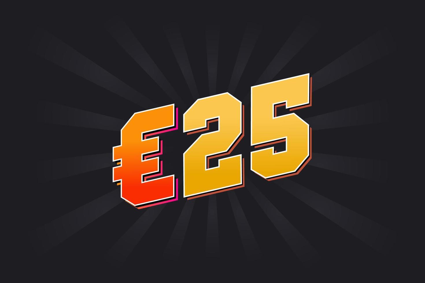 25 Euro Currency vector text symbol. 25 Euro European Union Money stock vector