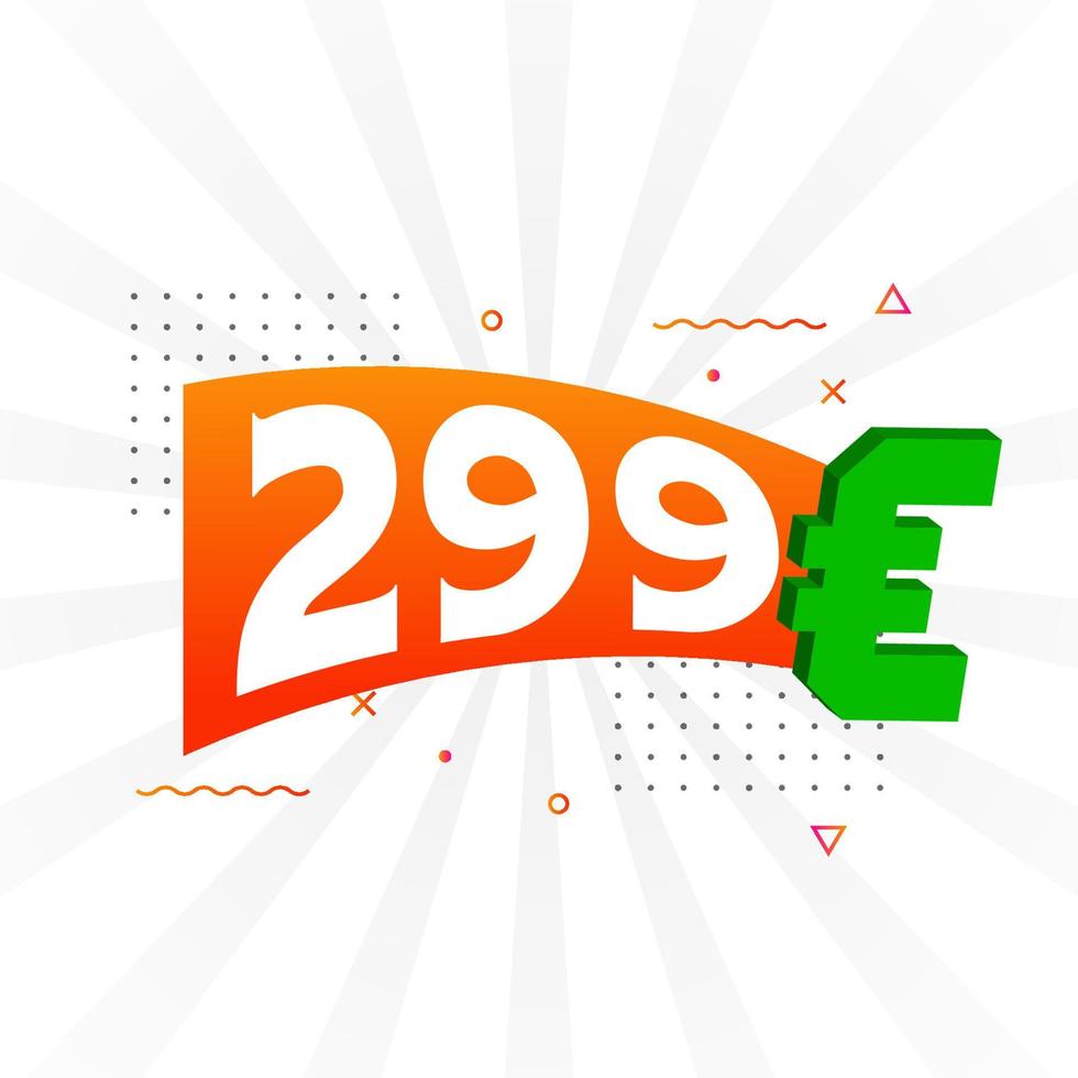 299 Euro Currency vector text symbol. 299 Euro European Union Money stock vector