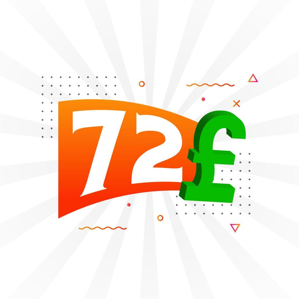 72 Pound Currency vector text symbol. 72 British Pound Money stock vector