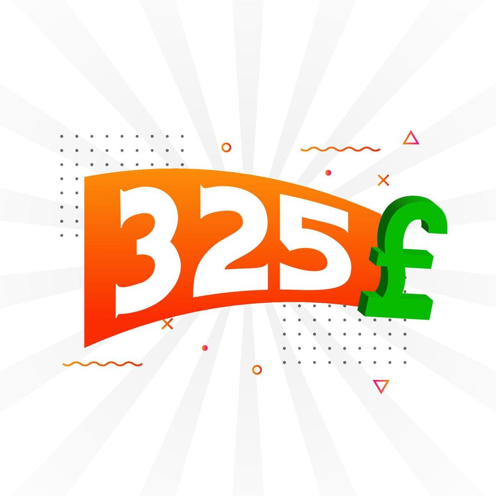 325 Pound Currency vector text symbol. 325 British Pound Money stock vector