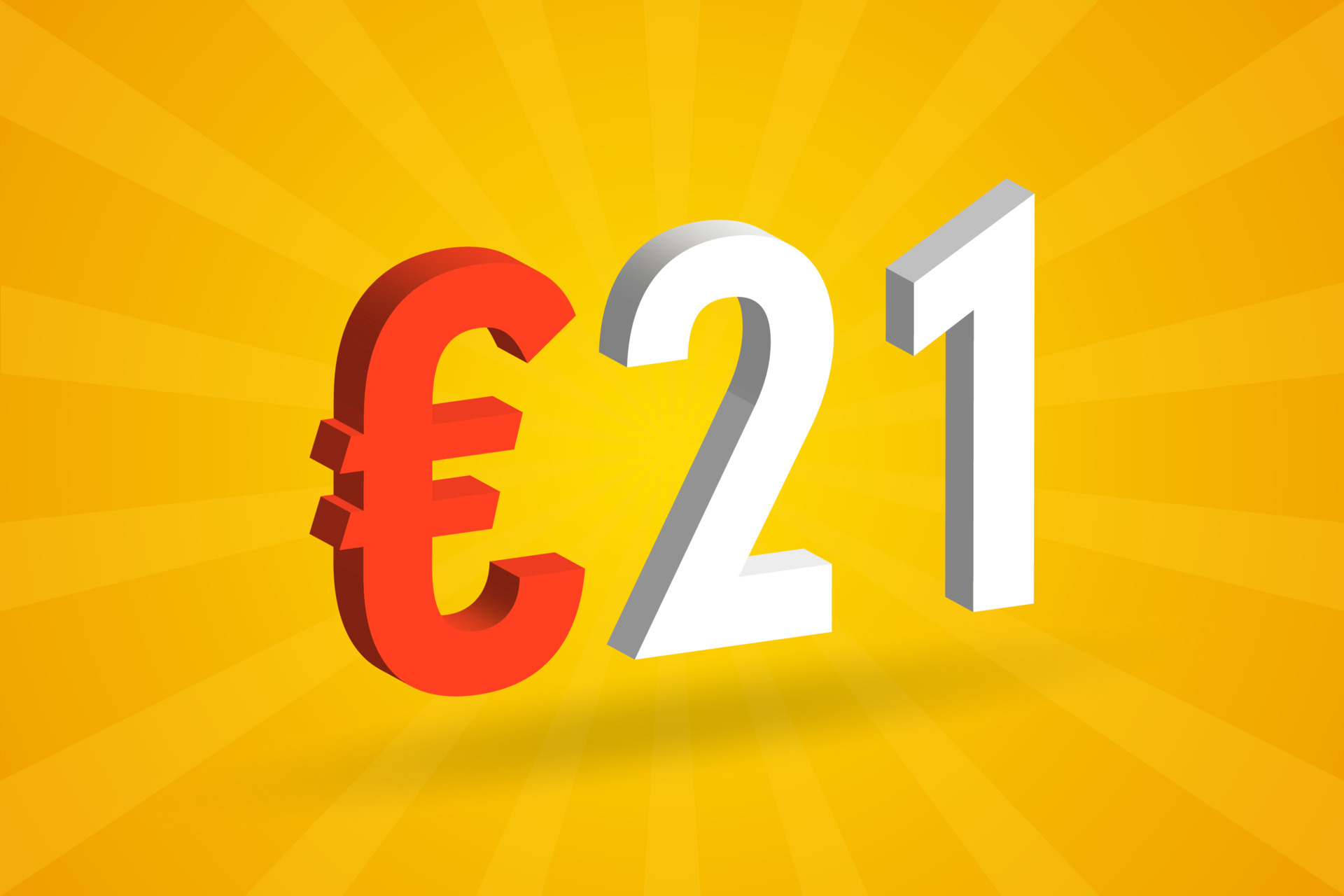 21 Euro Currency 3D vector text symbol. 3D 21 Euro European Union Money stock vector 13913721