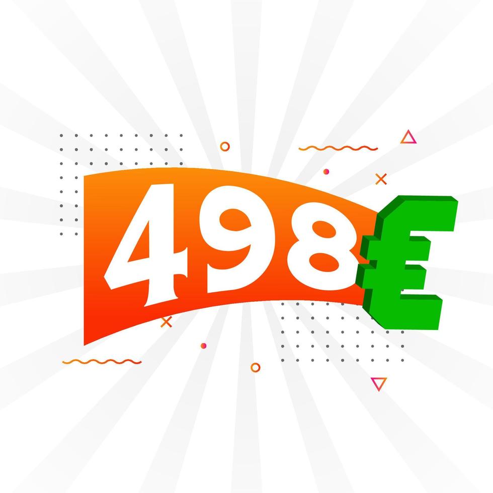Símbolo de texto vectorial de moneda de 498 euros. 498 euros vector de stock de dinero de la unión europea