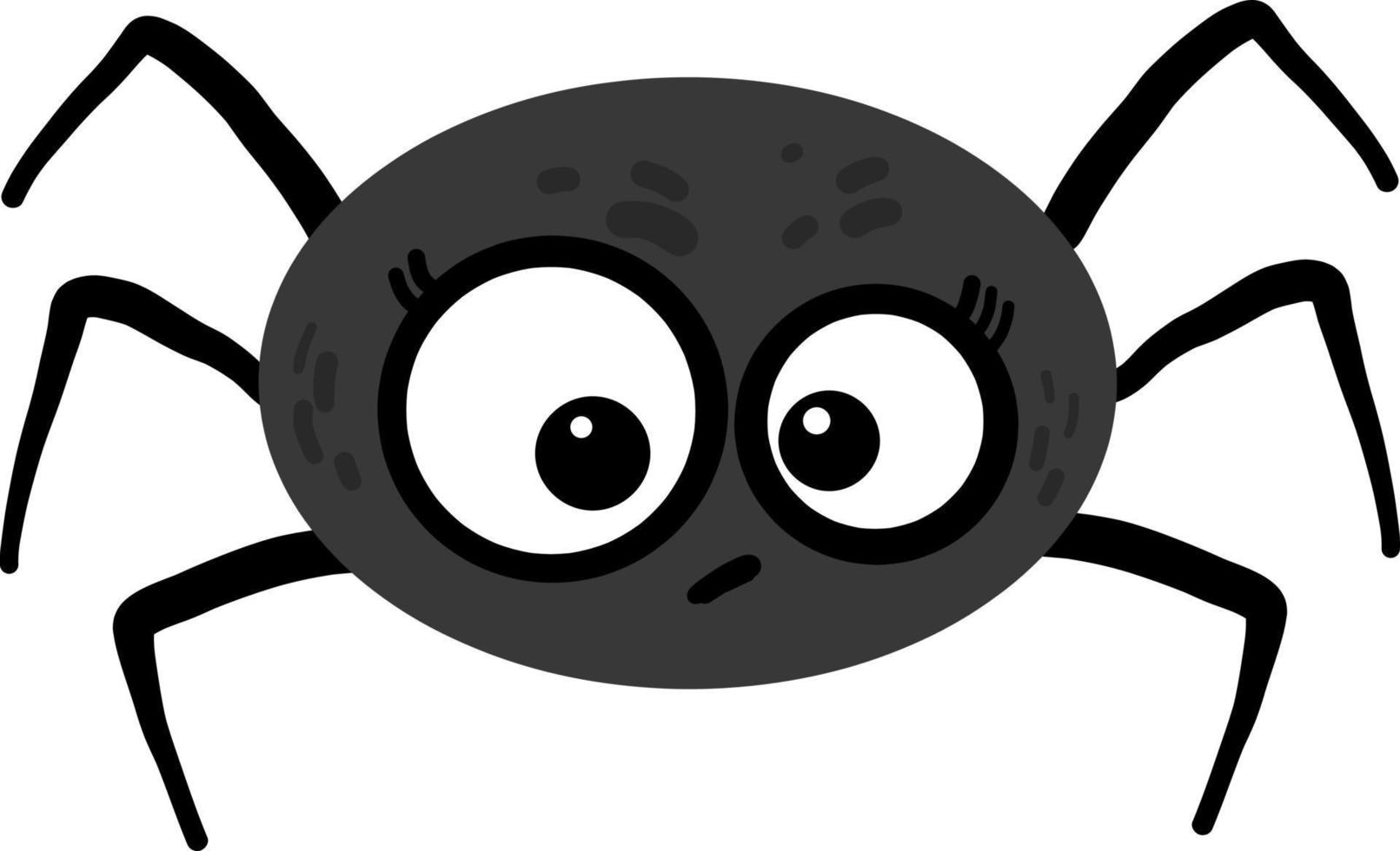 Scared black spider, illustration, vector on white background.