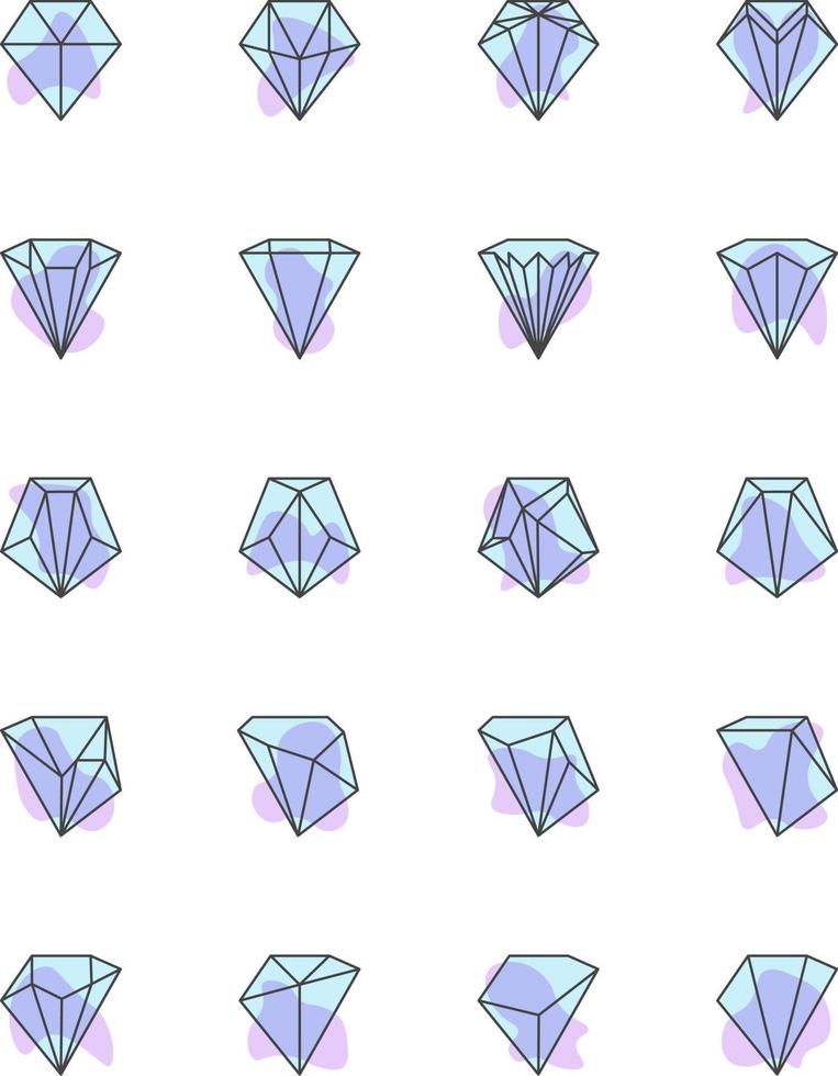 Set of blue diamonds, illustration, on a white background. vector