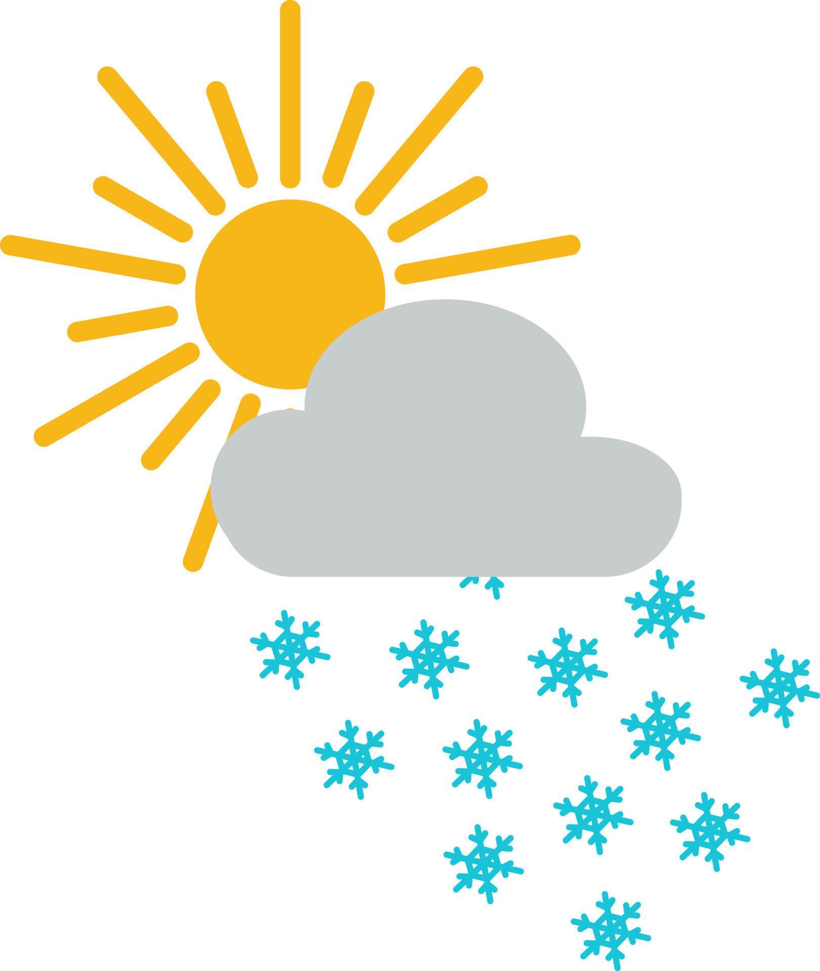 Sun with heavy snow cloud, illustration, vector, on a white background