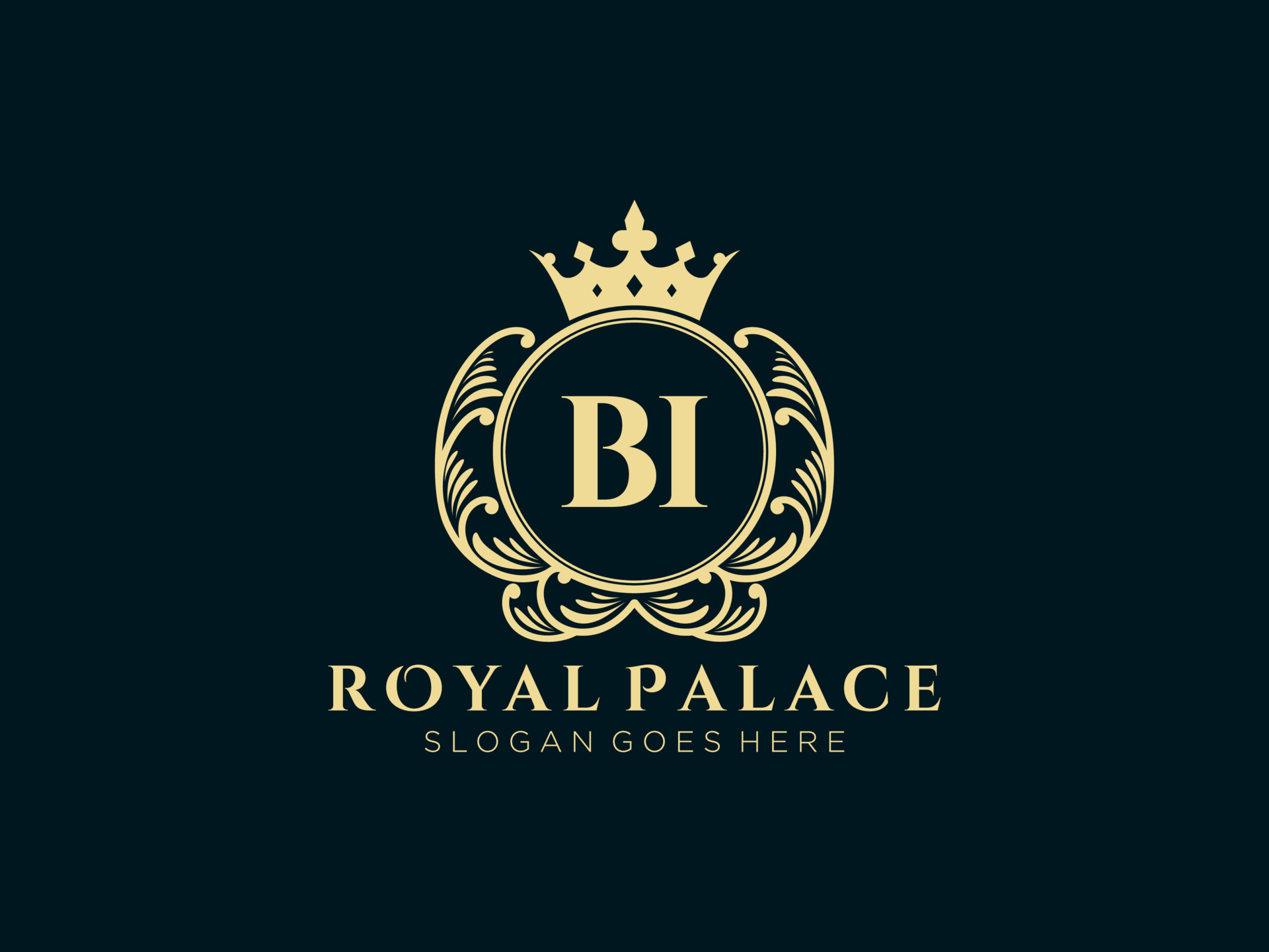 Letter BI Antique royal luxury victorian logo with ornamental frame ...