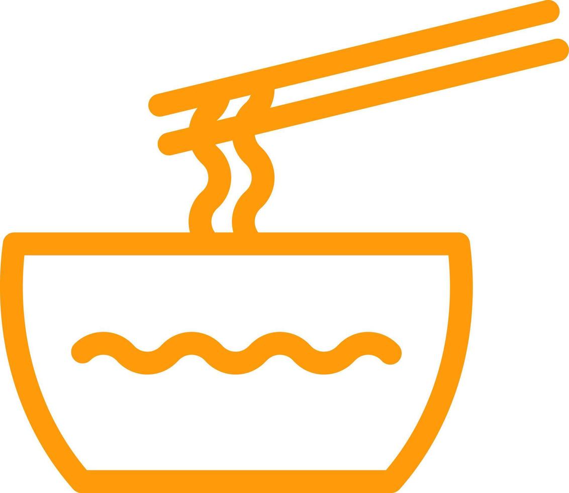 Noodles in bowl, illustration, vector on a white background.