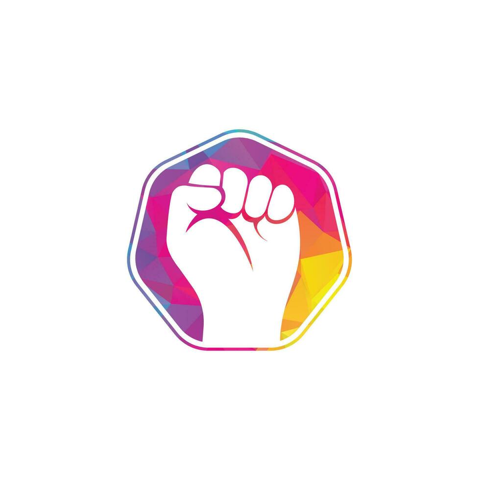 Fist hand power logo. Protest strong fist raised fight logo vector