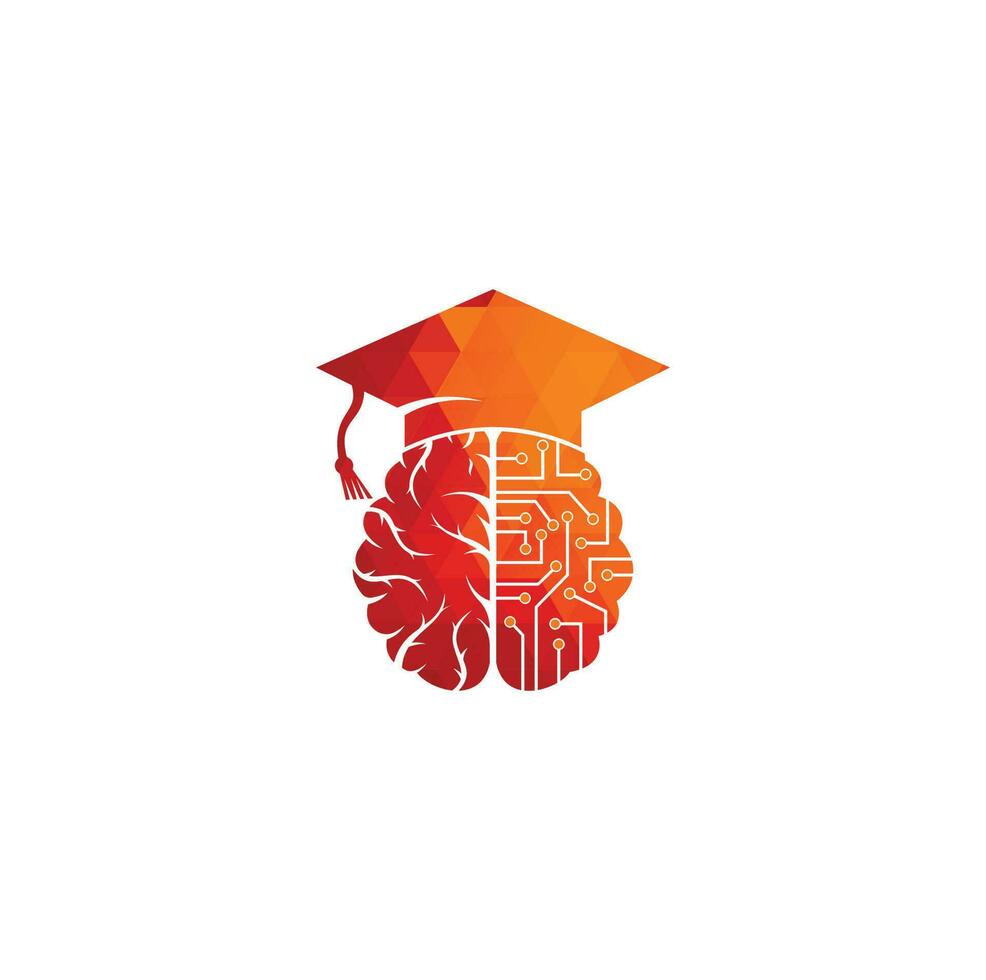 Brain and graduation cap icon design. Educational and institutional logo design. vector