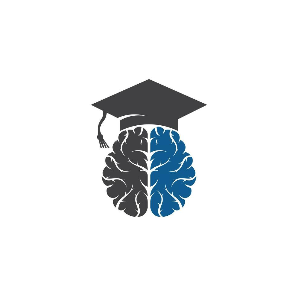 Brain and graduation cap icon design. Educational and institutional logo design. vector