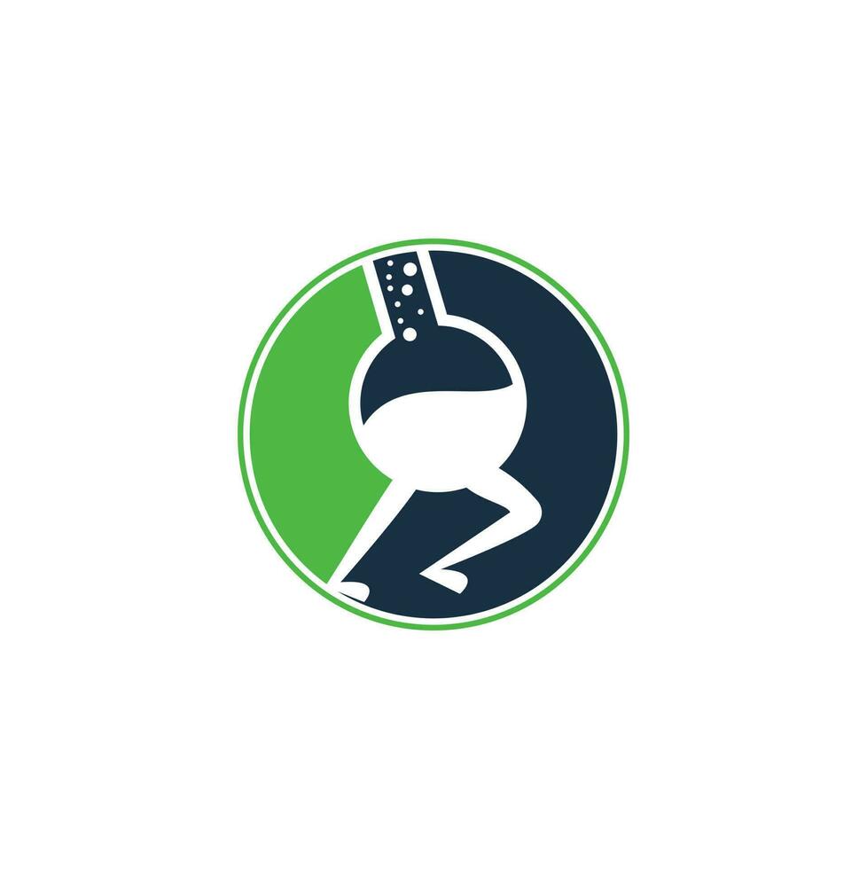 Fast Lab Logo Template Design . Quick lab logo template design with a running flask. vector