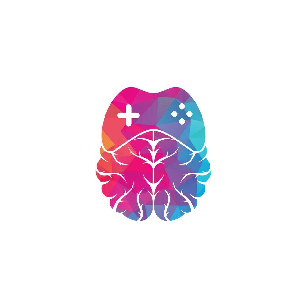 Brain game logo vector. Brain and game logo design vector