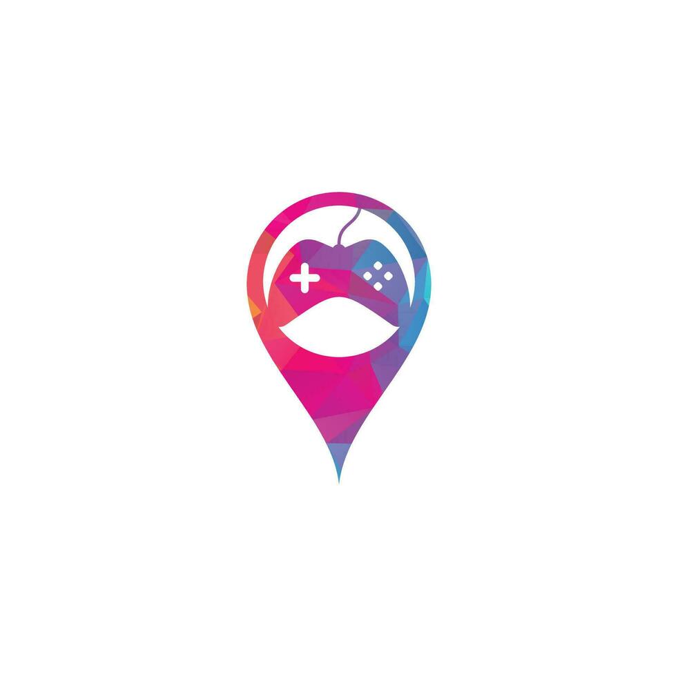 Game map pin shape concept Logo Design Template. Stick Game Icon Logo. vector
