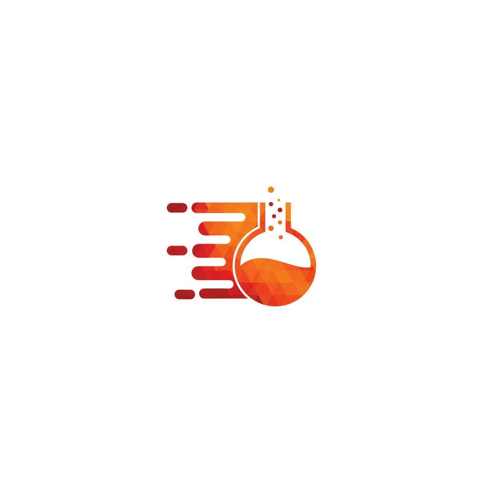 Fast Lab Logo Template Design . Quick lab logo template design with a running flask. vector