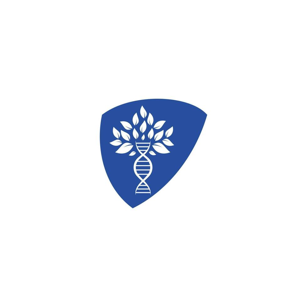 diseño de logotipo de vector de árbol de adn. icono genético de adn. ADN con diseño de logotipo vectorial de hojas verdes.