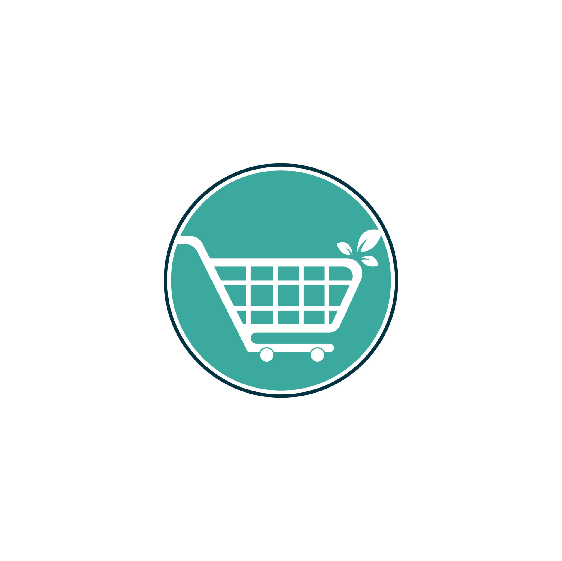 Green leaf shopping cart logo design inspiration. Shopping cart and