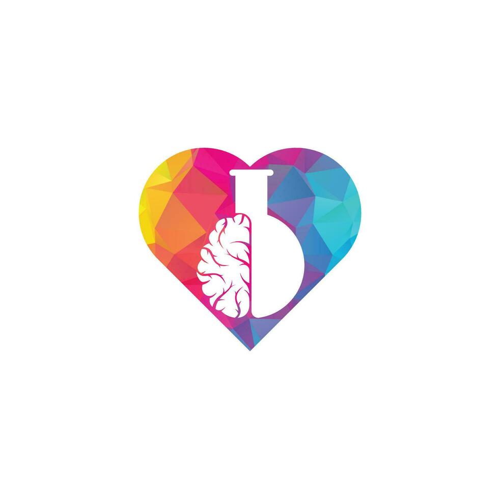 diseño de logotipo de concepto de forma de corazón de laboratorio de cerebro vector