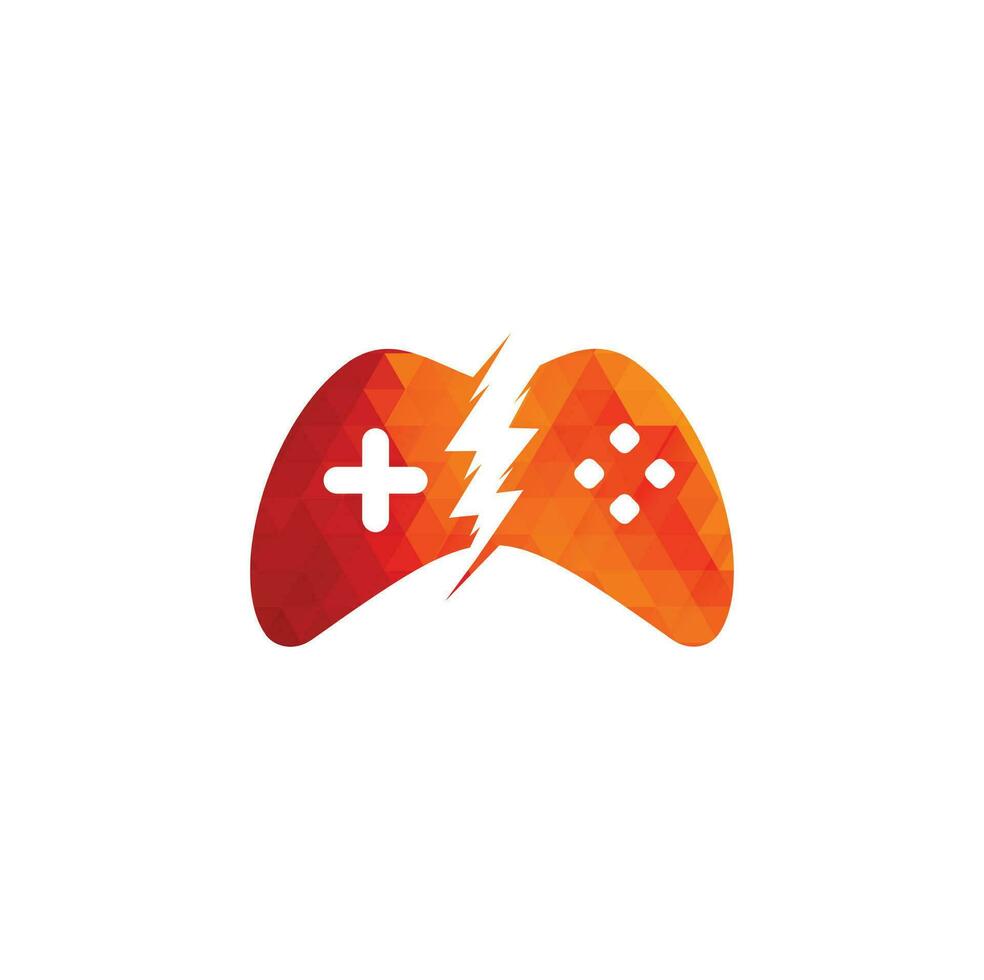 Thunder game logo, Game control with lightning icon logo vector