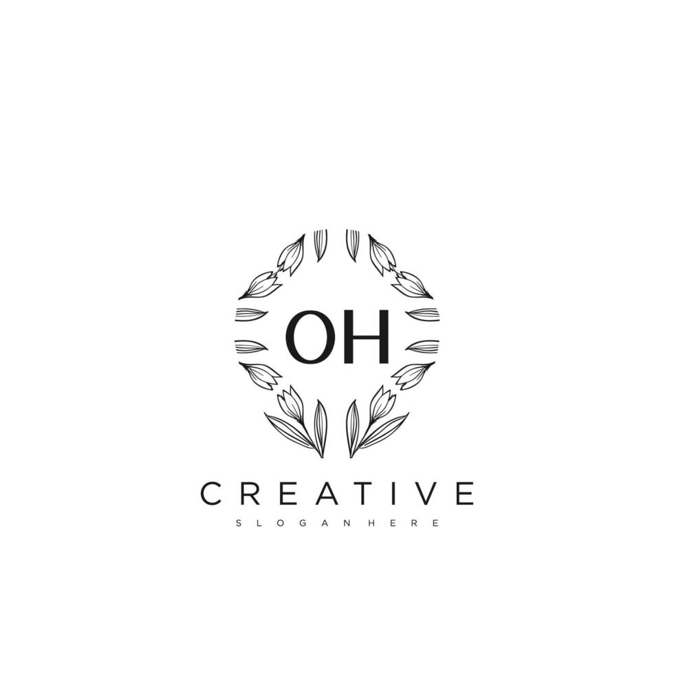 OH Initial Letter Flower Logo Template Vector premium vector art