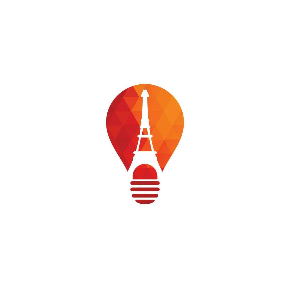 plantilla de diseño de logotipo de concepto de forma de bombilla de torre eiffel. diseño de logotipo de París vector