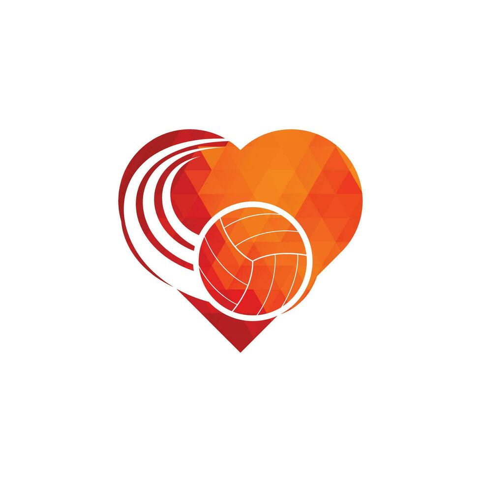 Volleyball heart shape concept logo. Volleyball ball logo design. vector