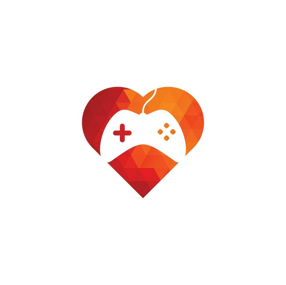 Game heart shape concept Logo Design Template. Stick Game Icon Logo. vector