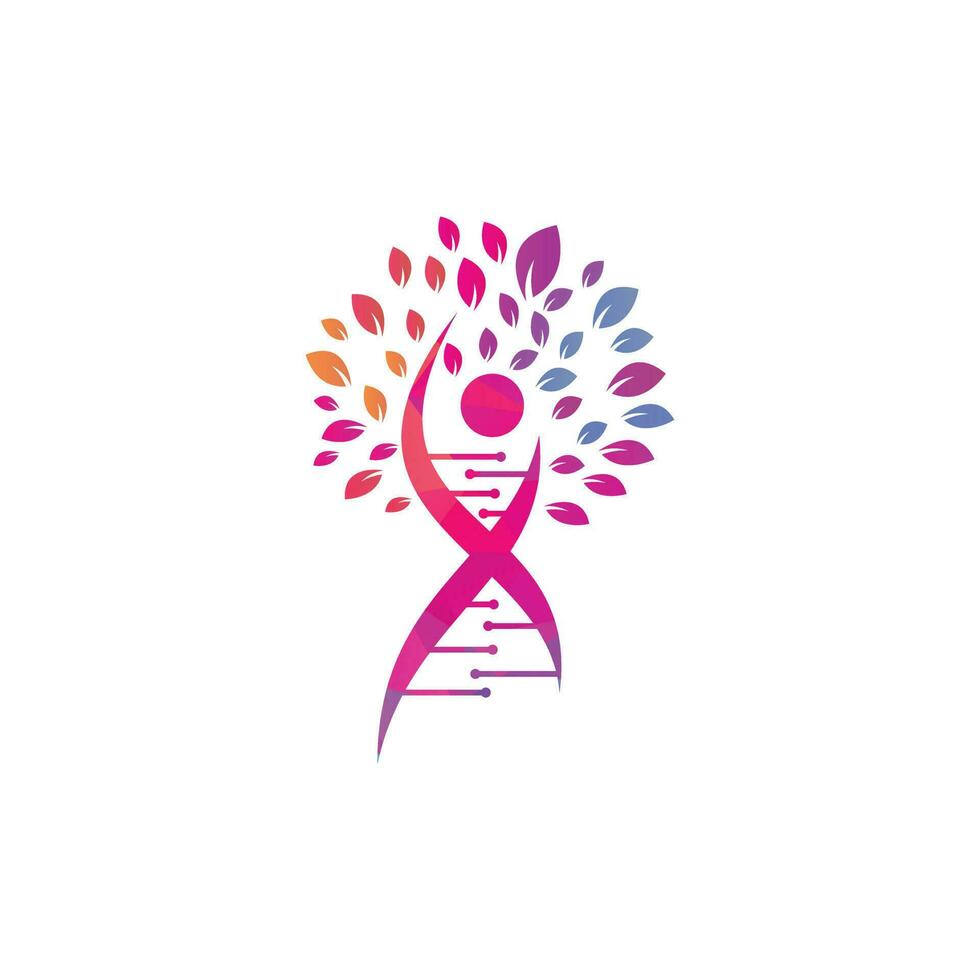 Dna tree vector logo design. DNA genetic icon. DNA with green leaves vector logo design.