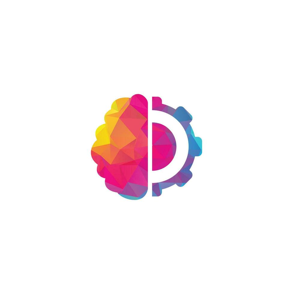 diseño del logo del engranaje y el cerebro. educación y símbolo o icono mecánico. plantilla única de diseño de logotipo científico e industrial vector